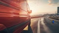 A red van at sunset..AI generated image Royalty Free Stock Photo