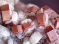 Red vanadinite crystals with calcite from Morocco