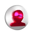 Red Vandal icon isolated on transparent background. Silver circle button. Royalty Free Stock Photo