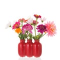Red vase with Dahlias and Zinnias Royalty Free Stock Photo