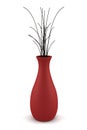 Red vase with dry wood isolated on white Royalty Free Stock Photo