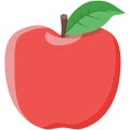 Red vector apple isolated fruit icon with leaf green Royalty Free Stock Photo