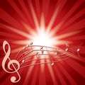 Red vector background with music notes and flash Royalty Free Stock Photo