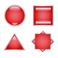 Red vector buttons shapes set with reflections