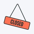 Red vector closed signboard. Vector illustration of a hanging signboard with a word CLOSED on it. Shopping door plate