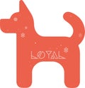 Red vector dog Icon inspired by minimalist Scandinavian wooden toy style, part of Chinese Zodiac Icon Set in Swedish