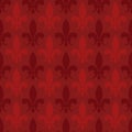 Red vector fleur de lis seamless pattern