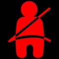 Red vector graphic on a black background of a dashboard warning light for seat belt not being worn