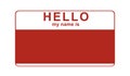 Red vector `Hello my name is` label sticker. Royalty Free Stock Photo