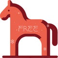 Red vector Horse Icon inspired by minimalist Scandinavian wooden toy style, part of Chinese Zodiac Icon Set in Swedish folk art