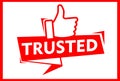Red trusted best with thumb up recommended design tag