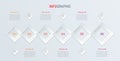 Red vector infographics timeline design template with square elements. Content, schedule, timeline, diagram, workflow, business, i Royalty Free Stock Photo