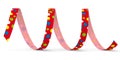 Red Vector Paper Streamer with Colored Dots - Blow Out