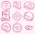 Red vector stamps with hearts for valentine - happy valentine`s day
