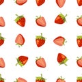 Red vector strawberries seamless pattern