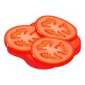 Red vegetable icon isometric vector. Chopped fresh red pepper and tomato icon