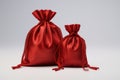 Red velvet bags for storing jewelry and jewelry isolated Royalty Free Stock Photo