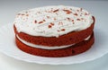 Red velvet cake with cocoa and cream