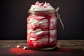 red velvet cake in jar with berry mousse Royalty Free Stock Photo