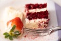 Red velvet cake. Slice of cake. Raspberry cake