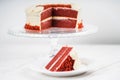 Red Velvet Cake Slice on Marble Table Royalty Free Stock Photo