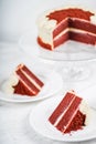 Red Velvet Cake Slice on Marble Table Royalty Free Stock Photo