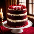Red Velvet Cake , traditional popular sweet dessert cake
