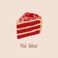 Red velvet cake vector illustration