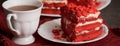 Red velvet cake Canvas napkin on a concrete dark gray background Royalty Free Stock Photo