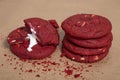 Red Velvet chip cookie filled with yogurt cheesecake