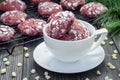 Red velvet crinkle cookies with chocolate chips Royalty Free Stock Photo