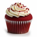 Red Velvet Cupcake, Isolated on White Background, Product Mockup - Generative AI Royalty Free Stock Photo