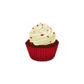 Red velvet cupcake decorated with red hearts Royalty Free Stock Photo