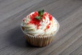 Red velvet cupcake. The finished cakes are on the table. Royalty Free Stock Photo