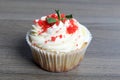 Red velvet cupcake. The finished cakes are on the plate. Royalty Free Stock Photo