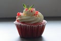 Red velvet cupcake. The finished cakes are on the plate. Royalty Free Stock Photo