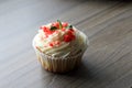 Red velvet cupcake. The finished cakes are on the plate. Royalty Free Stock Photo