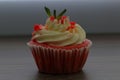 Red velvet cupcake. The finished cakes are on the plate. Royalty Free Stock Photo