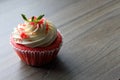 Red velvet cupcake. The finished cakes are on the plate. Royalty Free Stock Photo