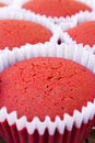 Red velvet cupcake on wood background. Royalty Free Stock Photo