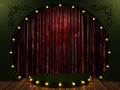 Red velvet curtain stage with lights Royalty Free Stock Photo