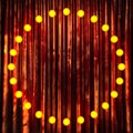 Red velvet curtain stage with neon lights Royalty Free Stock Photo