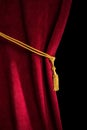 Red velvet curtain with tassel