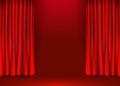 Red velvet curtains background. Show stage or ceremony concept. Royalty Free Stock Photo