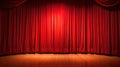 Red Velvet Curtains on Empty Stage Music Performance Set with Illuminated Follow Spot Royalty Free Stock Photo