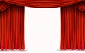 Red velvet curtains isolated on white background. Show stage concept. Royalty Free Stock Photo