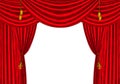 Red velvet drapes with gold tassels, white bg Royalty Free Stock Photo