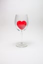 Red velvet fluffy heart in Stemware On a white background