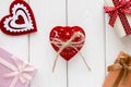 Red velvet heart tied with a bow