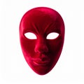 Red Velvet Mask with Empty Eyes on White Background Dramatic Lighting Royalty Free Stock Photo